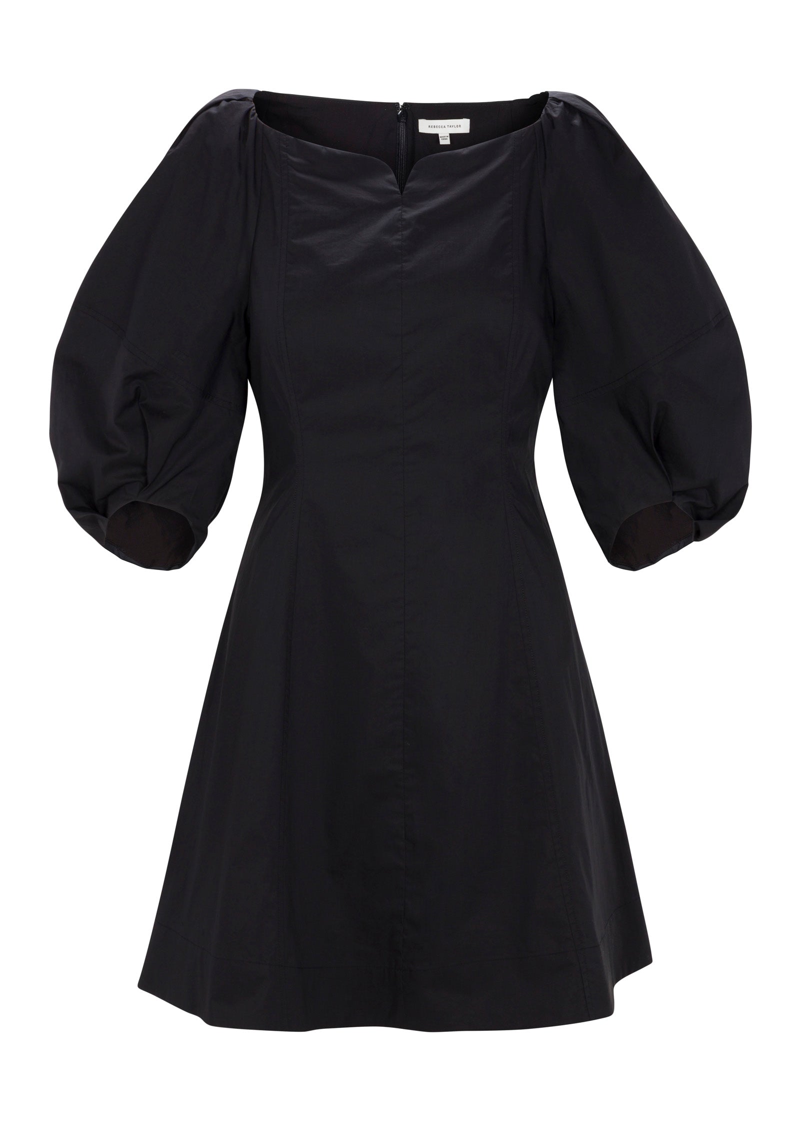 Isla Poplin Mini Dress in Black by Rebecca Taylor