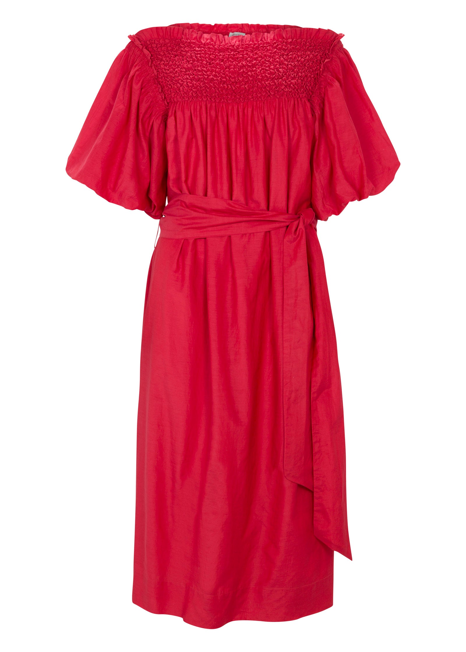Merrick Silk Cotton Midi Dress in Scarlet by Rebecca Taylor