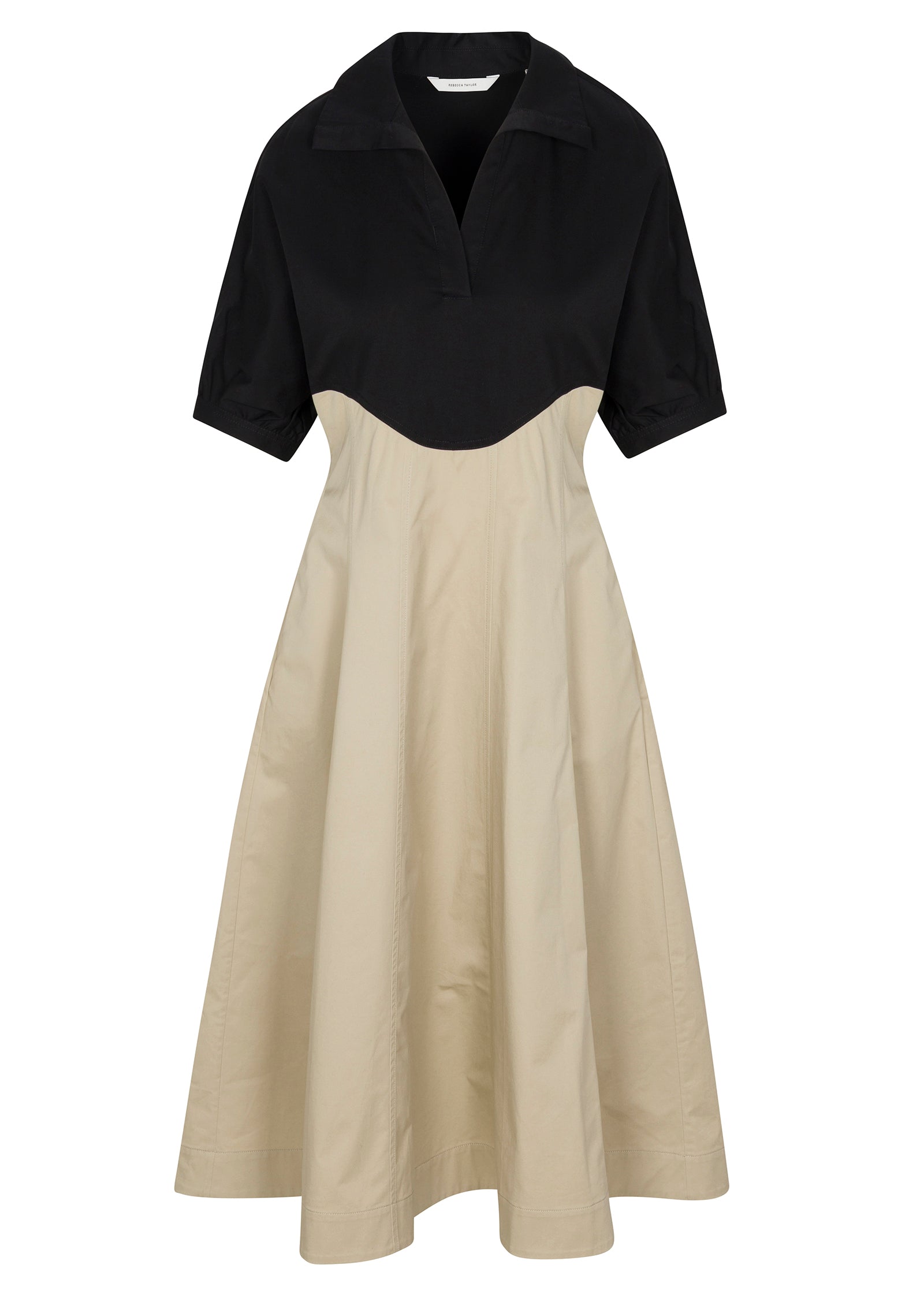 Elspeth Colorblock Dress in Black/Tan by Rebecca Taylor