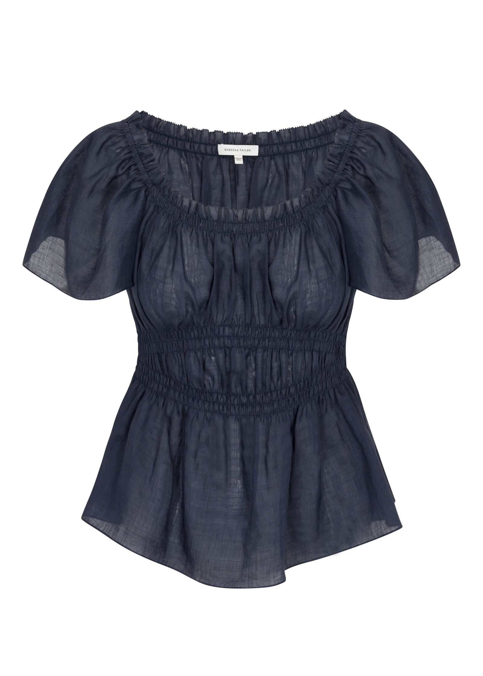 Anya Ramie Top in Navy by Rebecca Taylor