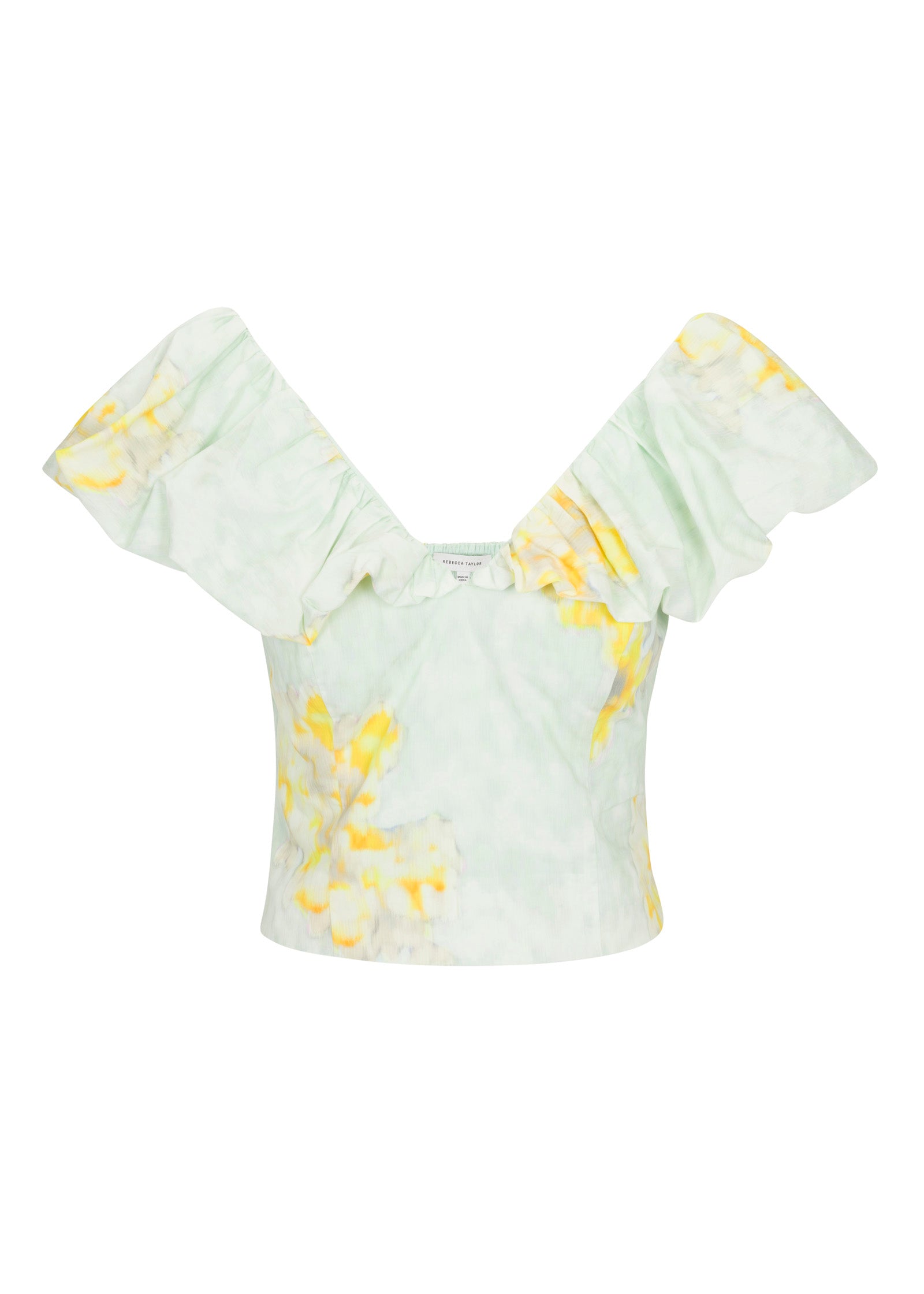 Yara Poplin Top in Sage Combo by Rebecca Taylor