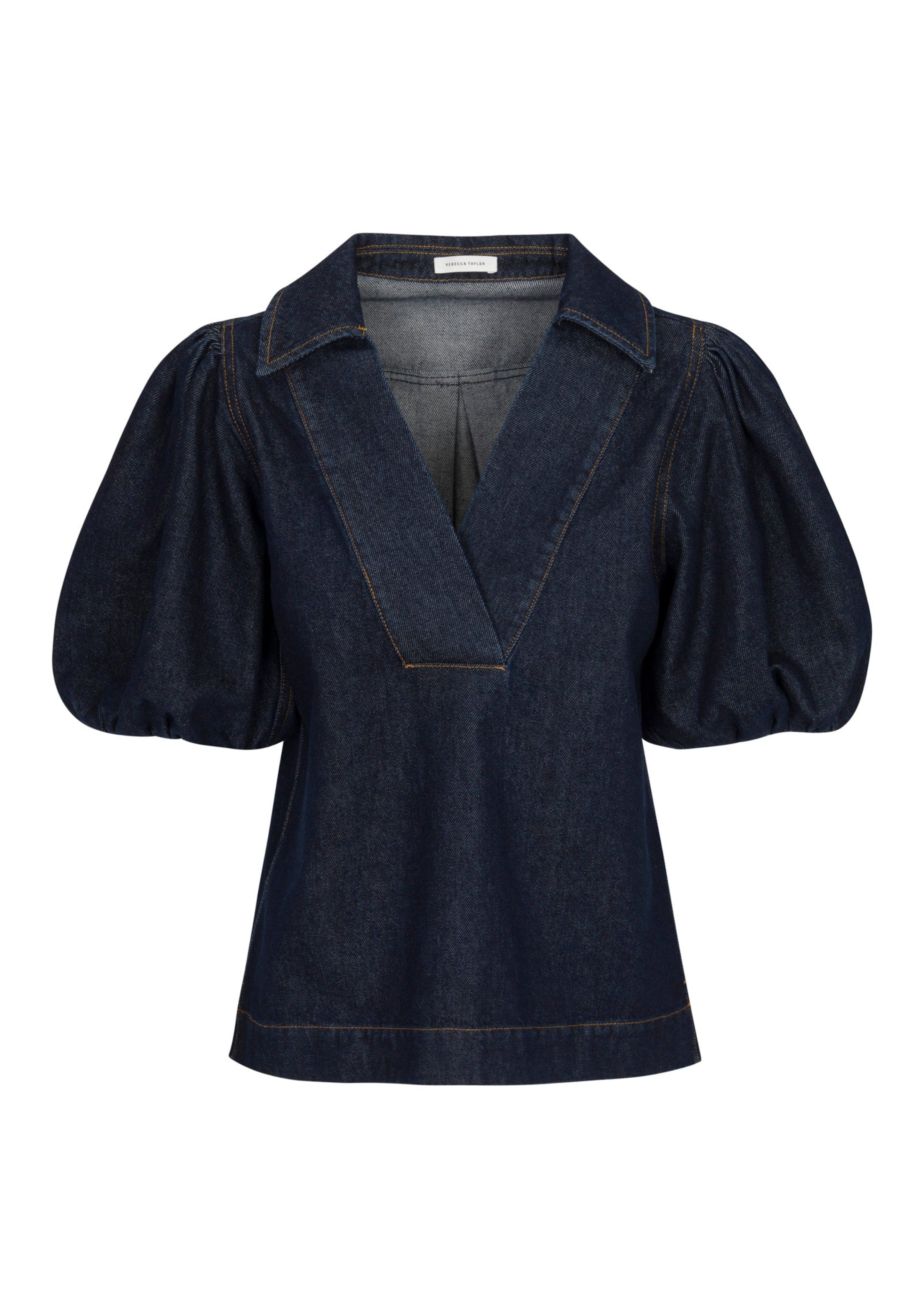 Gabrielle Denim Blouse in Deep Sea Wash by Rebecca Taylor