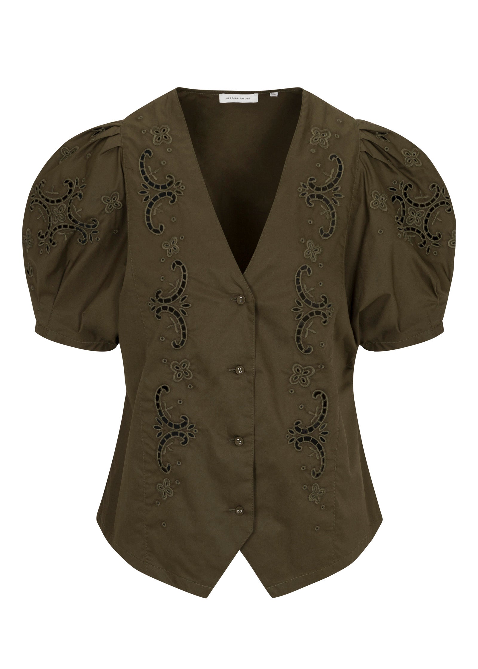 Raquel Twill Shirt in Olive by Rebecca Taylor