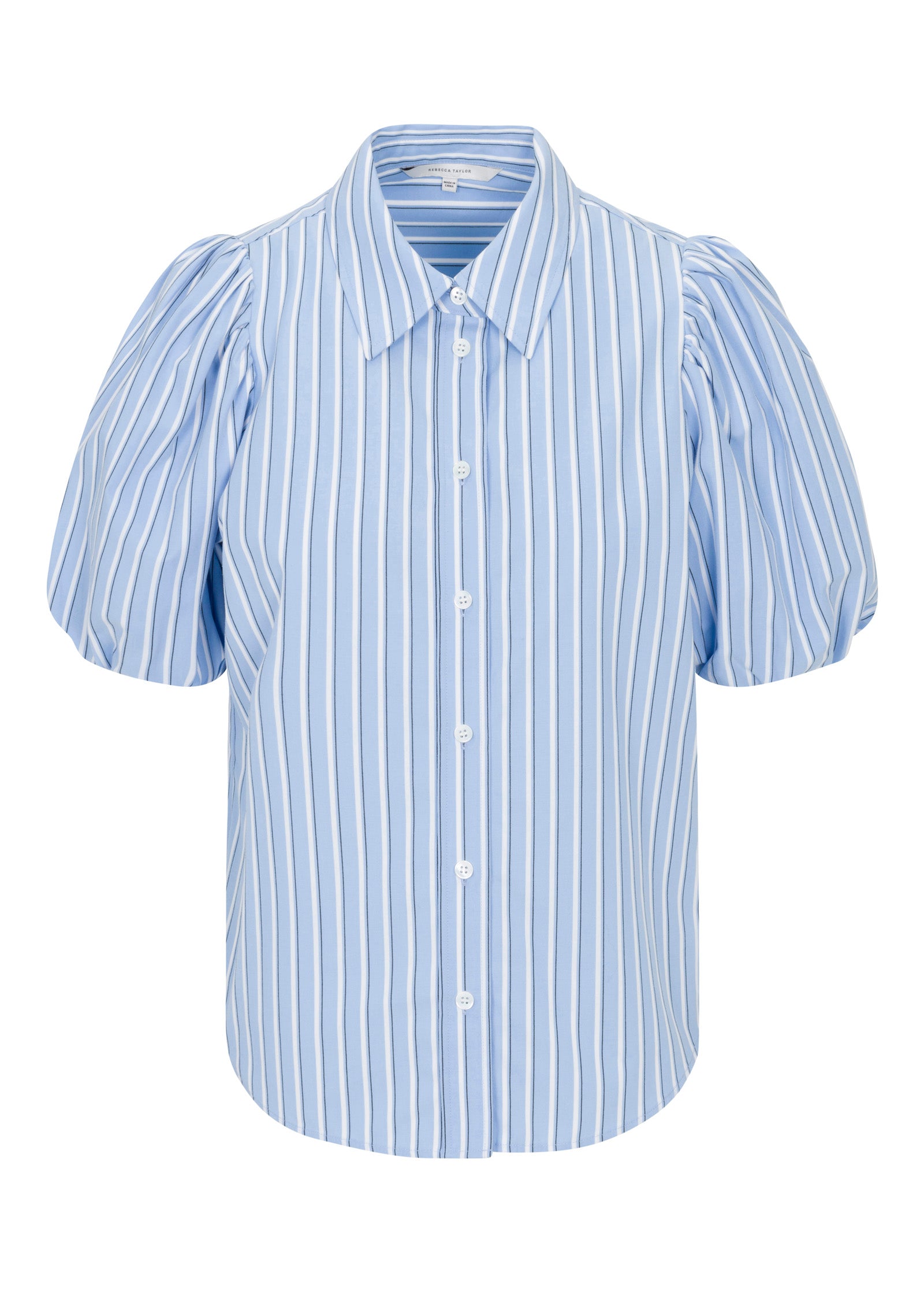 Priya Poplin Blouse in Blue Stripe by Rebecca Taylor