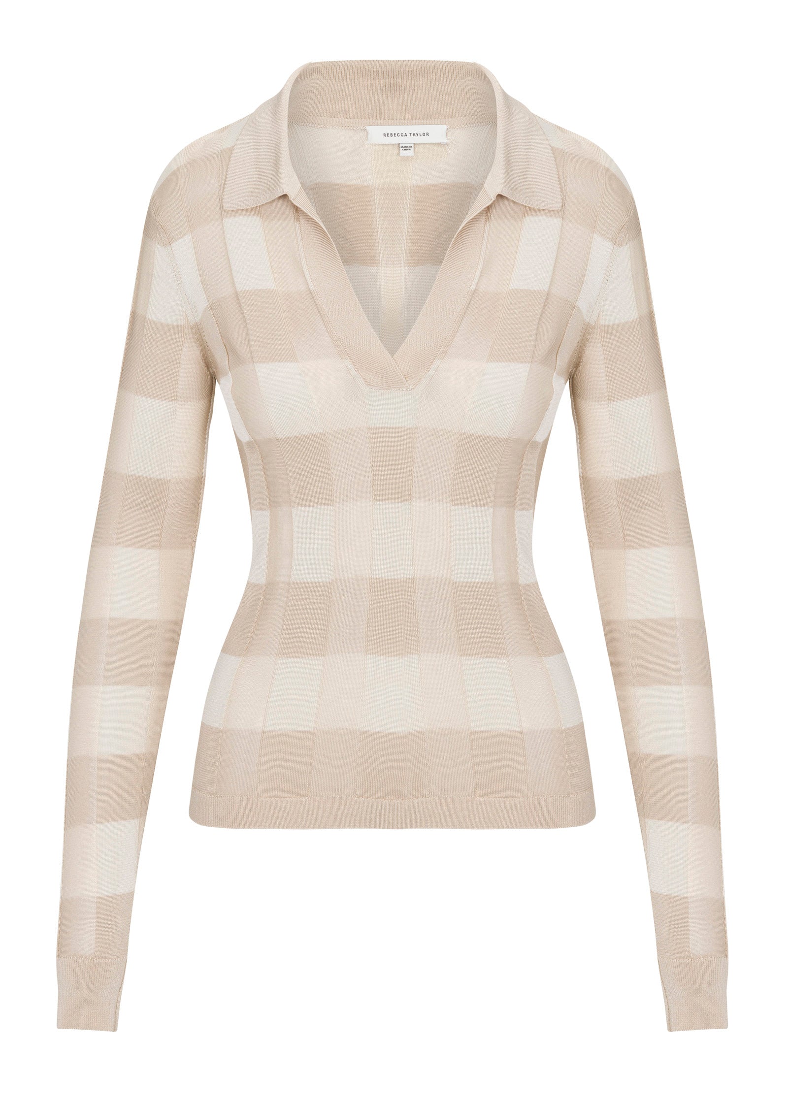 Sheer Knit Sweater in Sand Multi by Rebecca Taylor