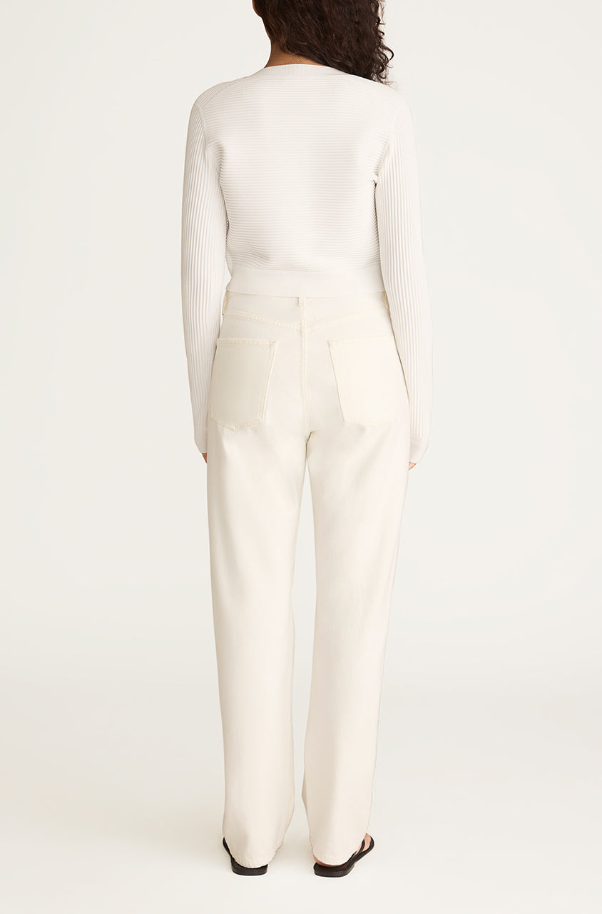 White Crewneck Cardigan Ottoman Cardigan in Blanc by Rebecca Taylor