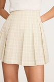 Painterly Windowpane Pleated Faille Skirt