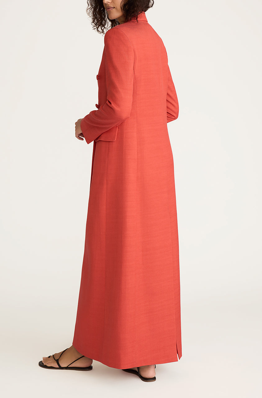 Apricot Long-lined Trench Coat Viscose Slub Blazer Coat in Apricot by Rebecca Taylor