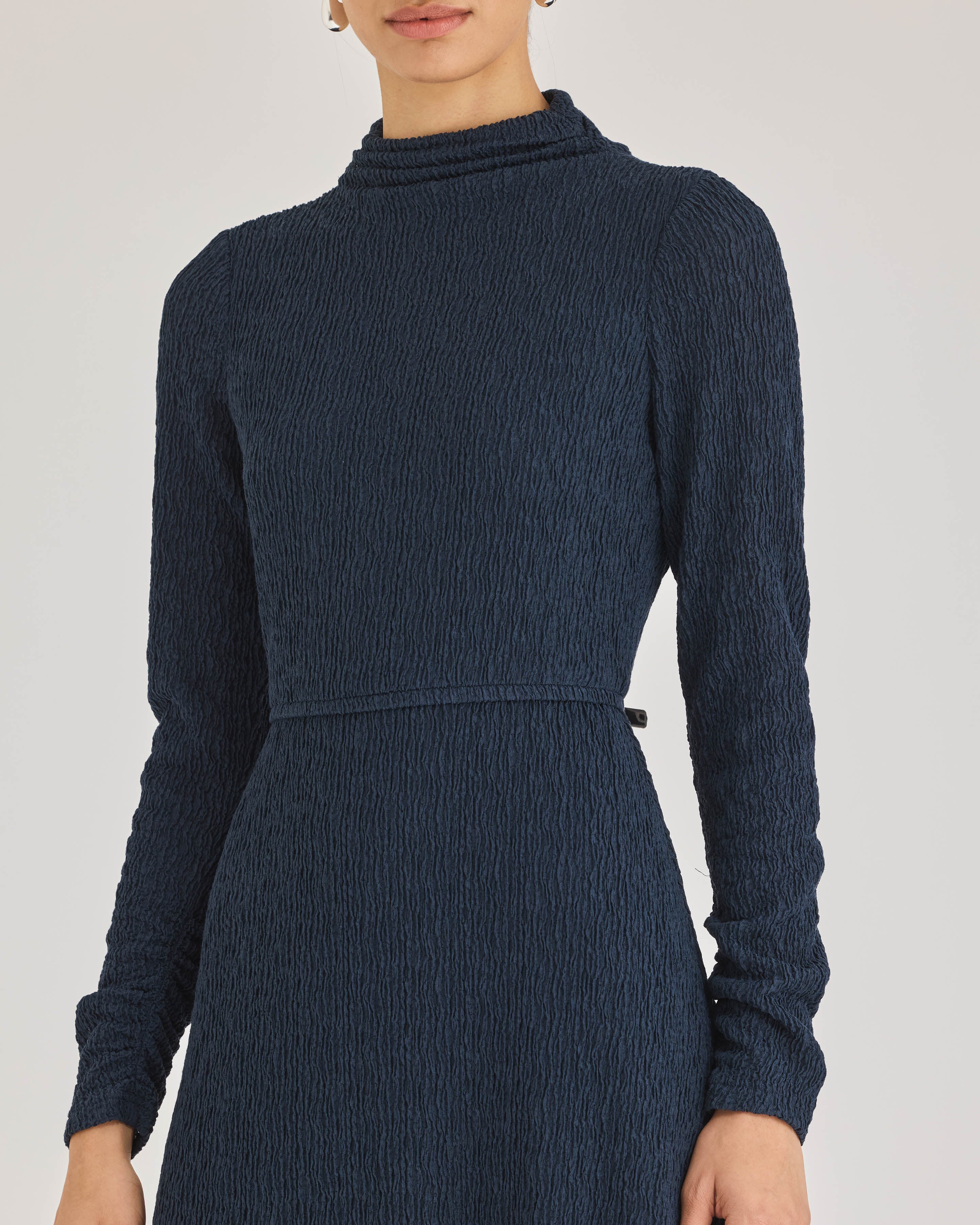 Navy Long Sleeve Midi Dress Taryn Dress in Navy by Rebecca Taylor
