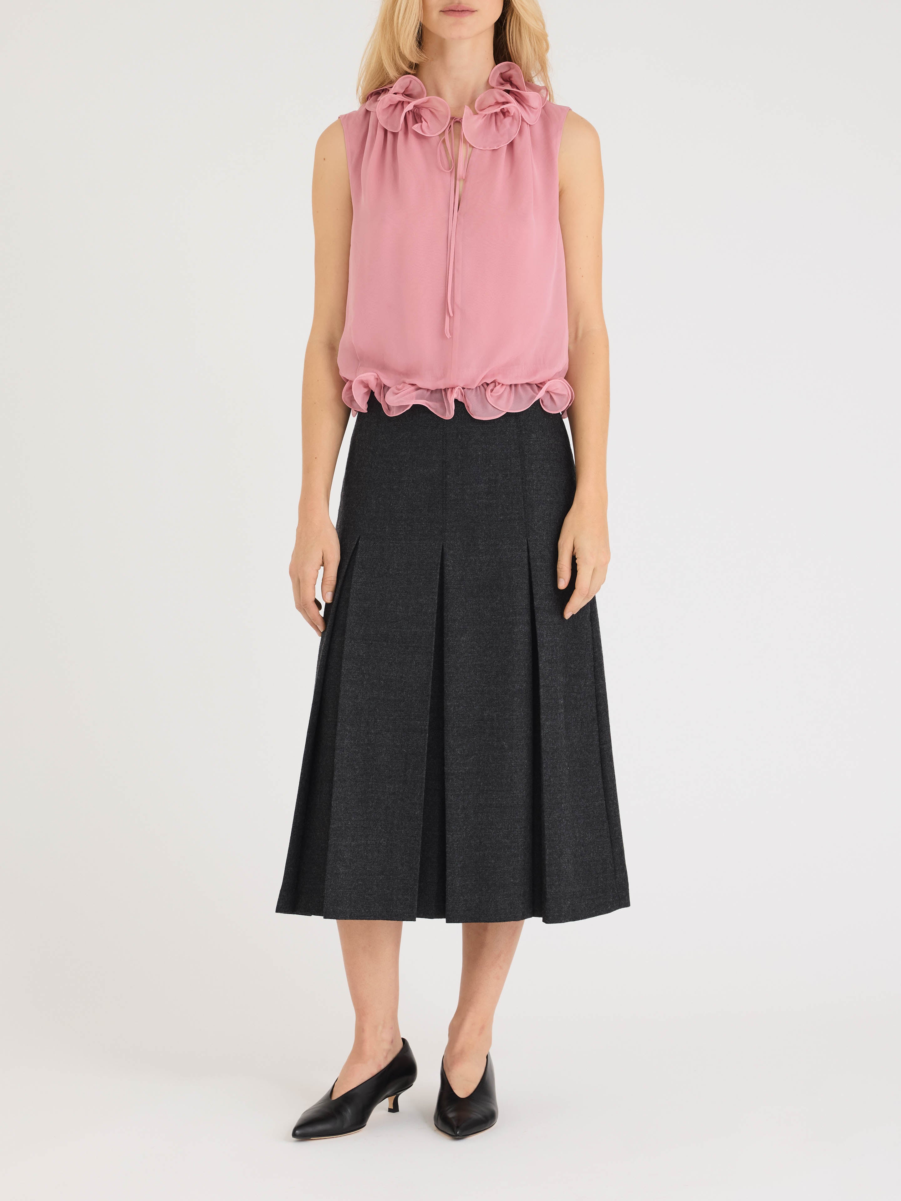 Pink Sleeveless Viscose Blouse Sarita Top in Foxglove by Rebecca Taylor