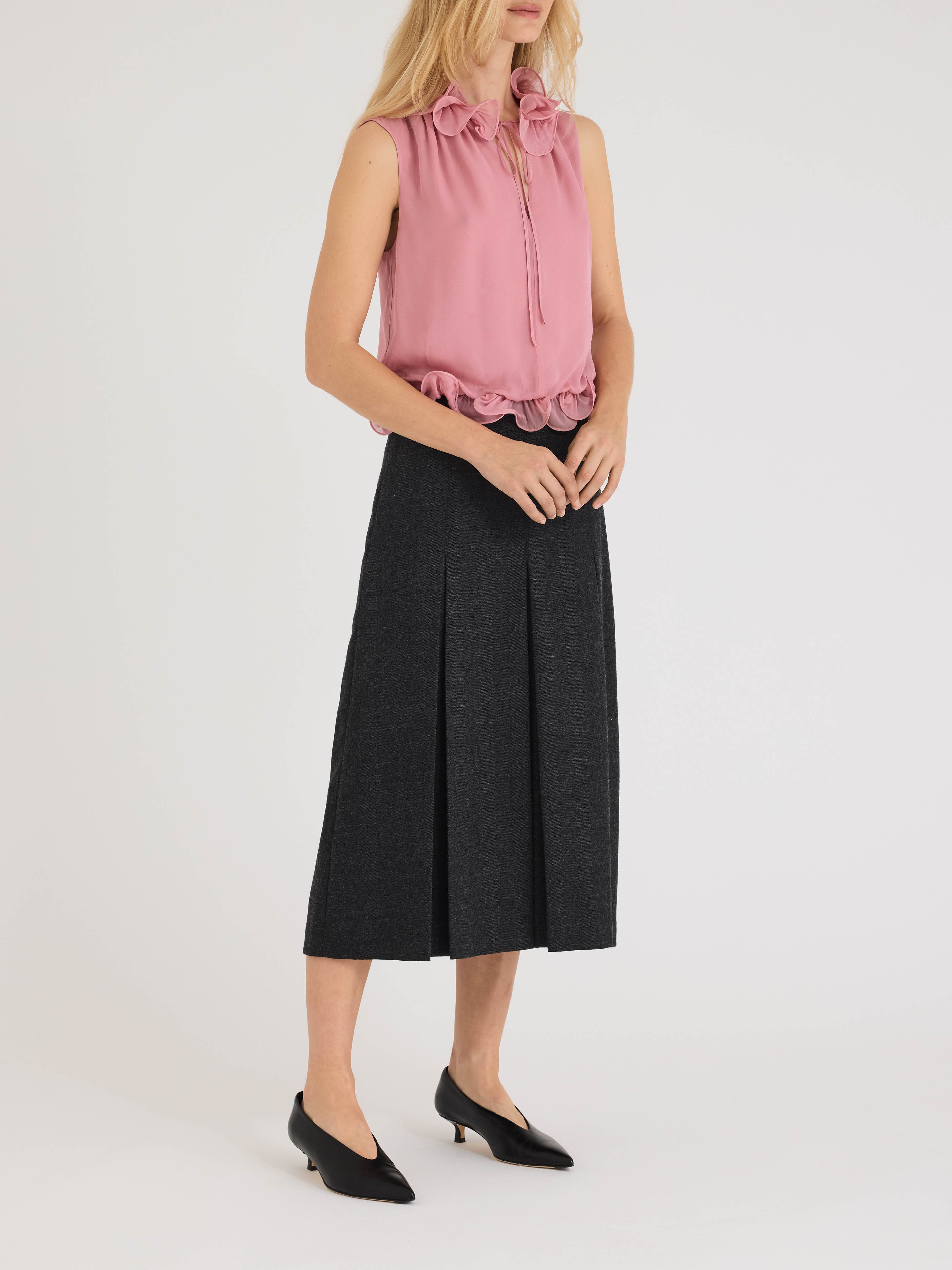 Pink Sleeveless Viscose Blouse Sarita Top in Foxglove by Rebecca Taylor