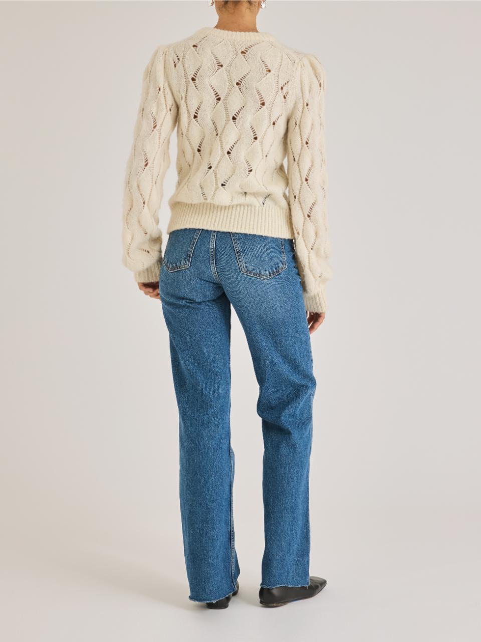 Alpaca Chainette Sweater in Ivory by Rebecca Taylor