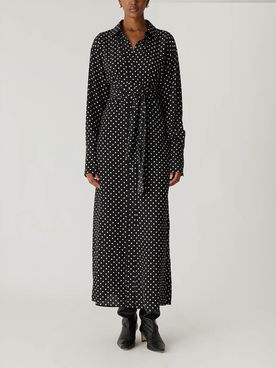 Polka Dot Silky Wrap Dress