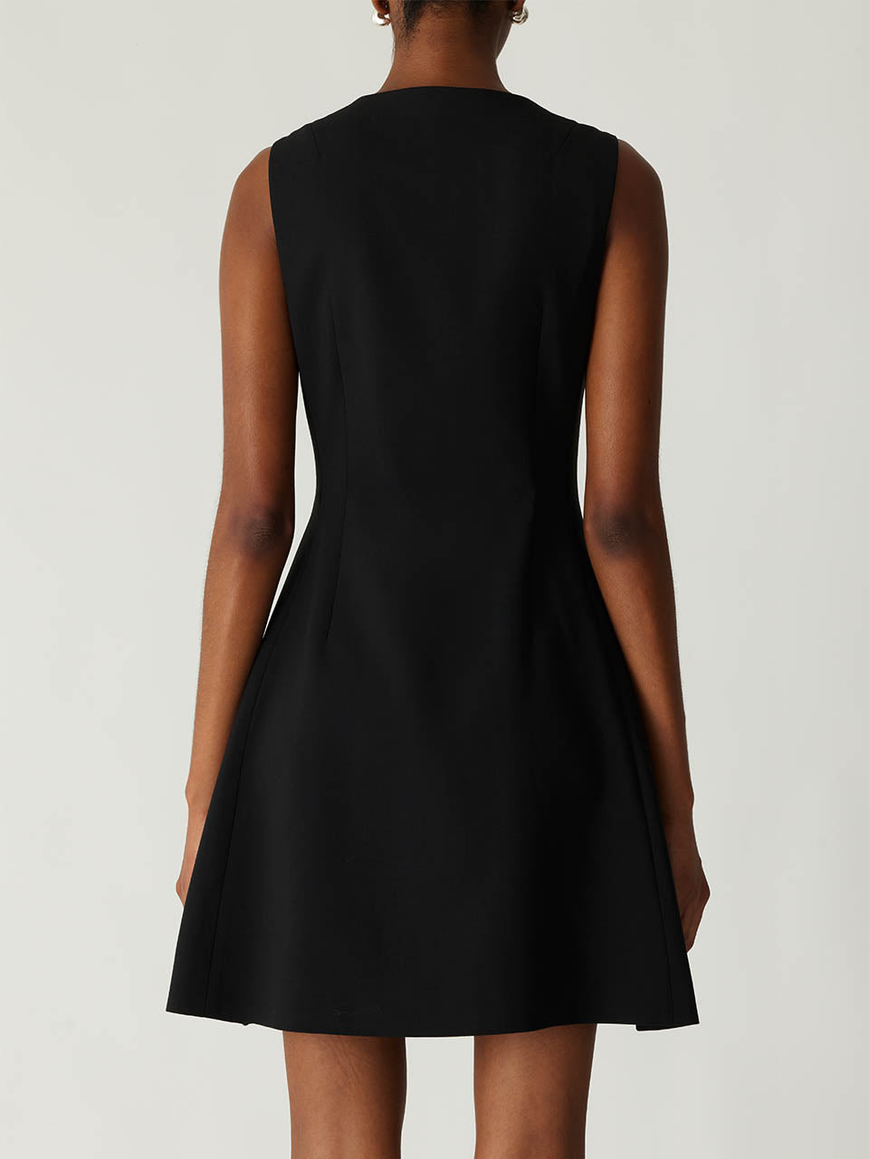 Black Sleeveless Tailored Dress Refined Suiting Double Breasted Mini Dress in Black by Rebecca Taylor
