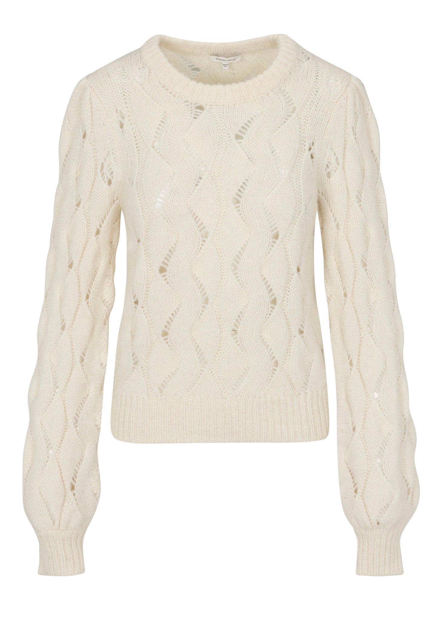 Alpaca Chainette Sweater in Ivory by Rebecca Taylor