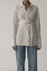 Polka Dot Silky Wrap Shirt
