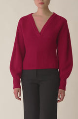 Novelty Wool Victorian Slv V Neck