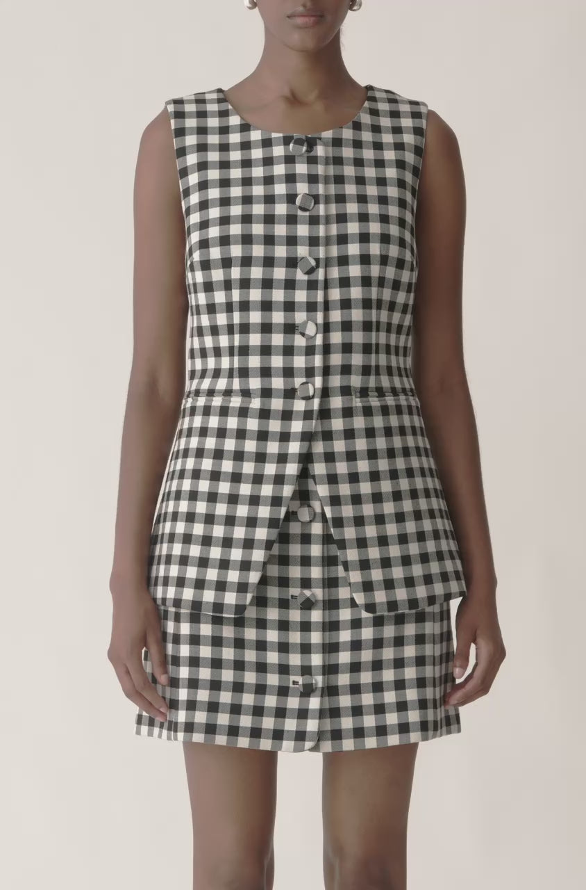 Philippa Check Button Front Vest