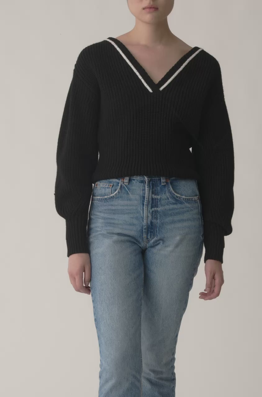 Novelty Wool Victorian Slv V Neck