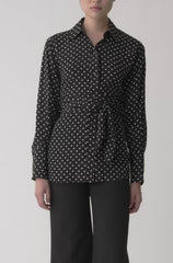Polka Dot Silky Wrap Shirt