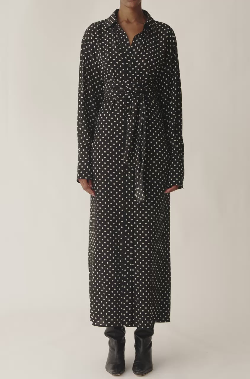 Polka Dot Silky Wrap Dress