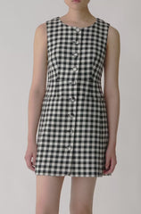Phillipa Check Button Front Mini Dress