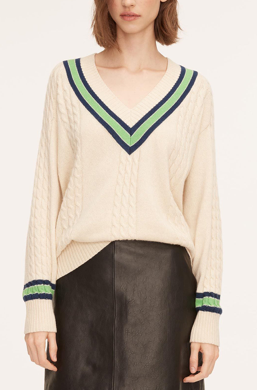 Contrasting v-neck sweater - Woman