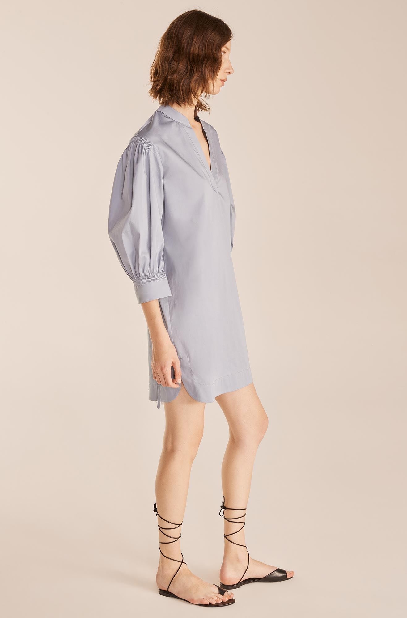 Long Sleeve Shirt Dress in Pearl Blue by Rebecca Taylor
