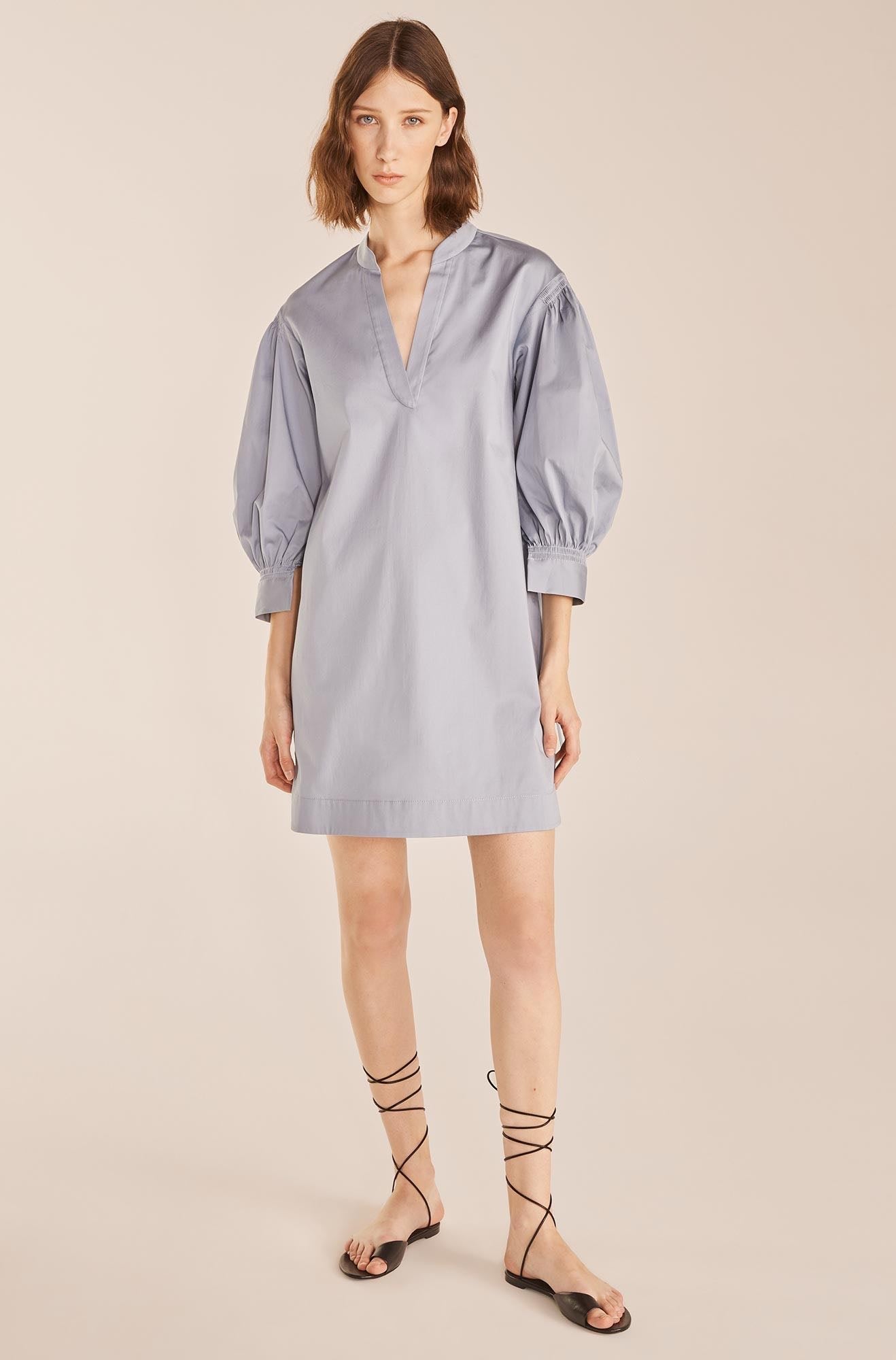 Long Sleeve Shirt Dress in Pearl Blue by Rebecca Taylor