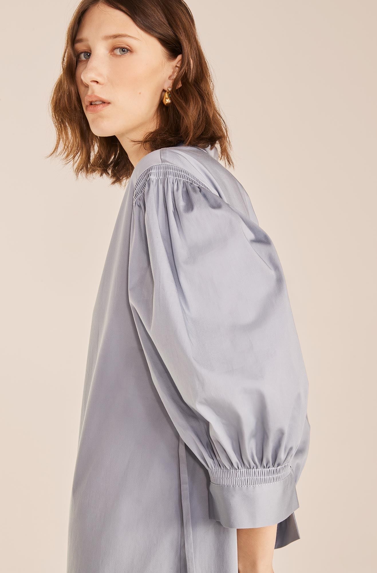 Long Sleeve Shirt Dress in Pearl Blue by Rebecca Taylor