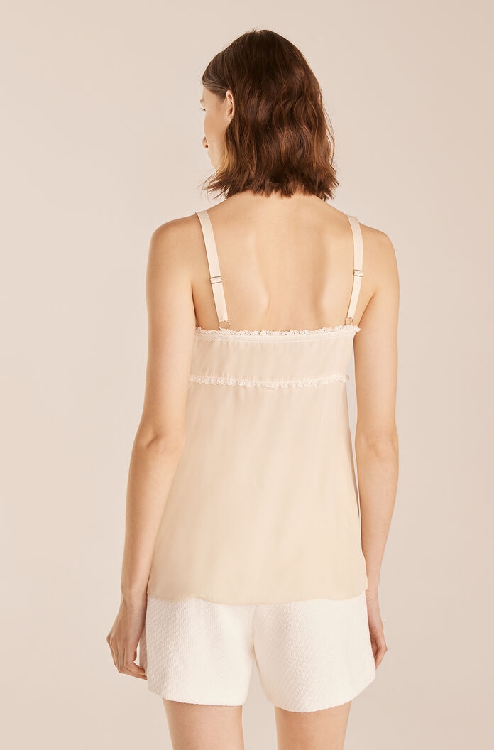 Lace Patch Camisole in Tapioca by Rebecca Taylor