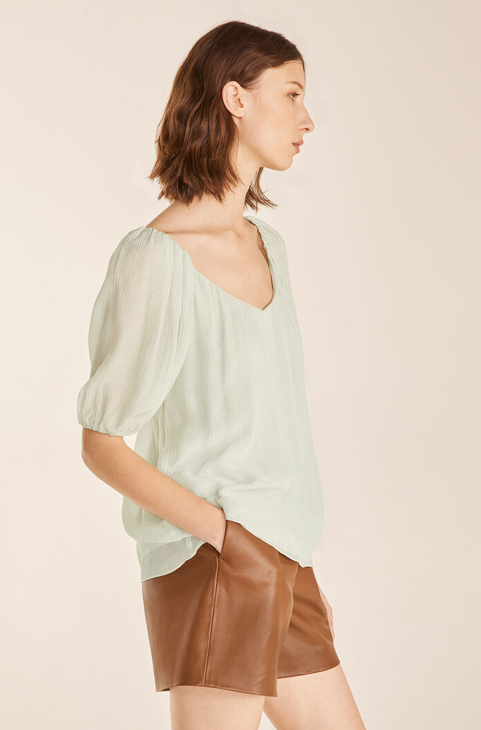 Puff Sleeve Top in Aloe by Rebecca Taylor