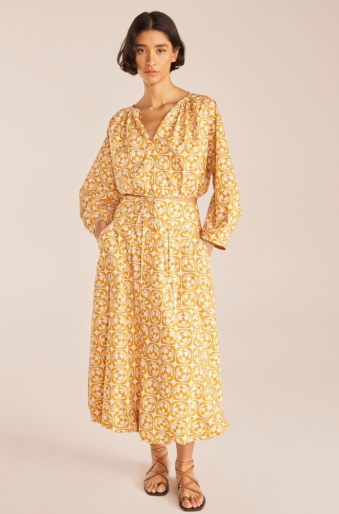 Lattice Fleur Poplin Skirt in Lattice Fleur Honey Combo by Rebecca Taylor