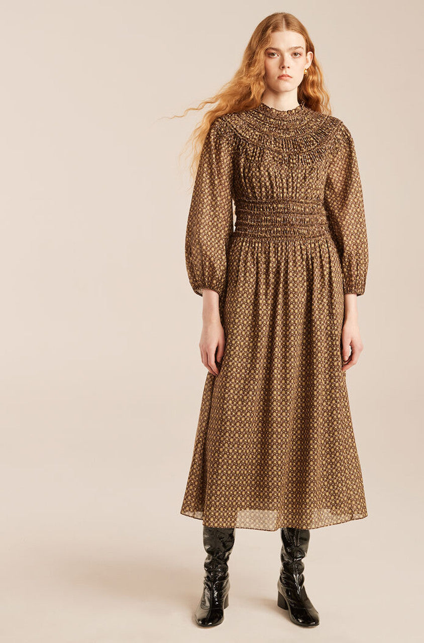 Ruched Neck Dress in Washed Black Combo by Rebecca Taylor