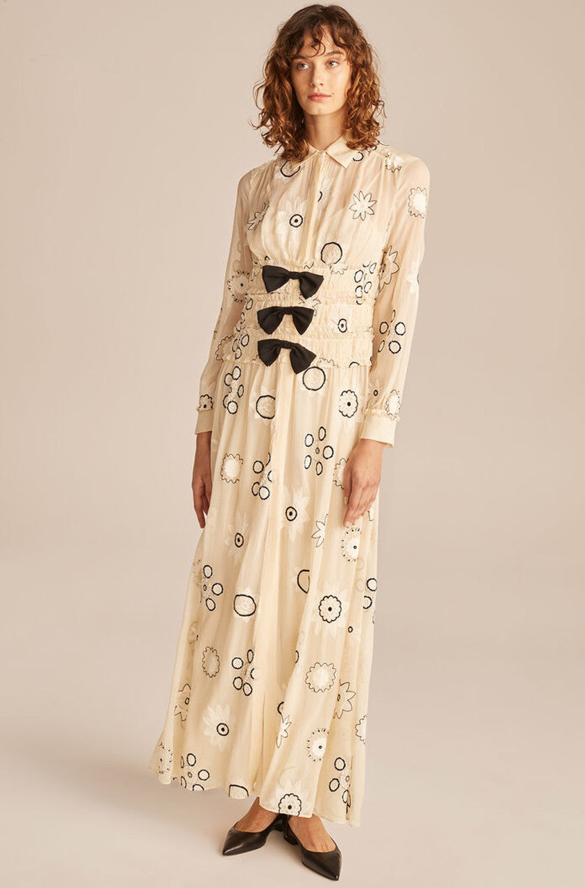Parasol Embroidery Dress in Shell by Rebecca Taylor