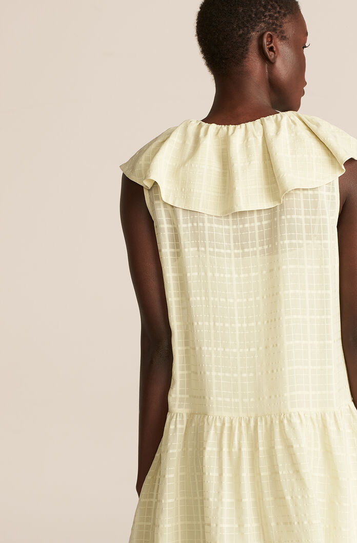 Sleeveless Daybreak Check Dress in Celery by Rebecca Taylor