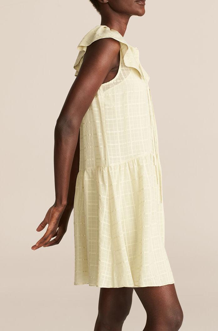 Sleeveless Daybreak Check Dress in Celery by Rebecca Taylor