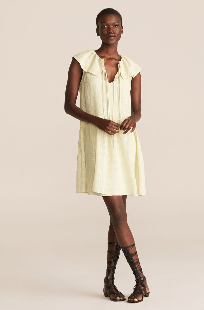 Sleeveless Daybreak Check Dress in Celery by Rebecca Taylor