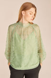 Long Sleeve Lace Mock Neck