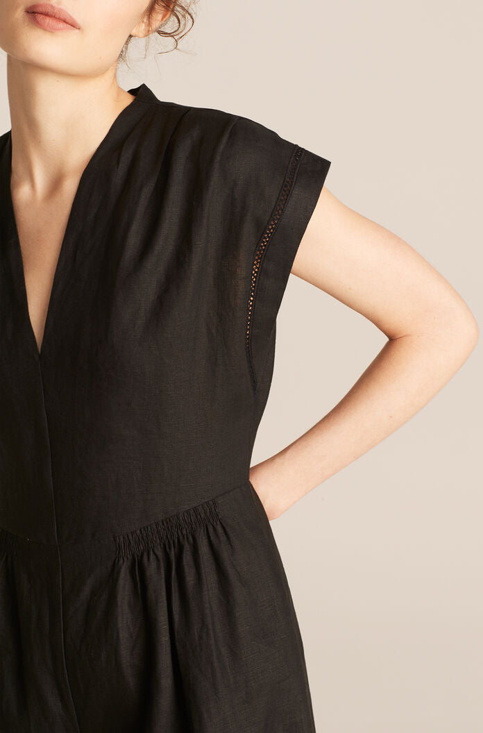 Linen Jumpsuit in Black by Rebecca Taylor
