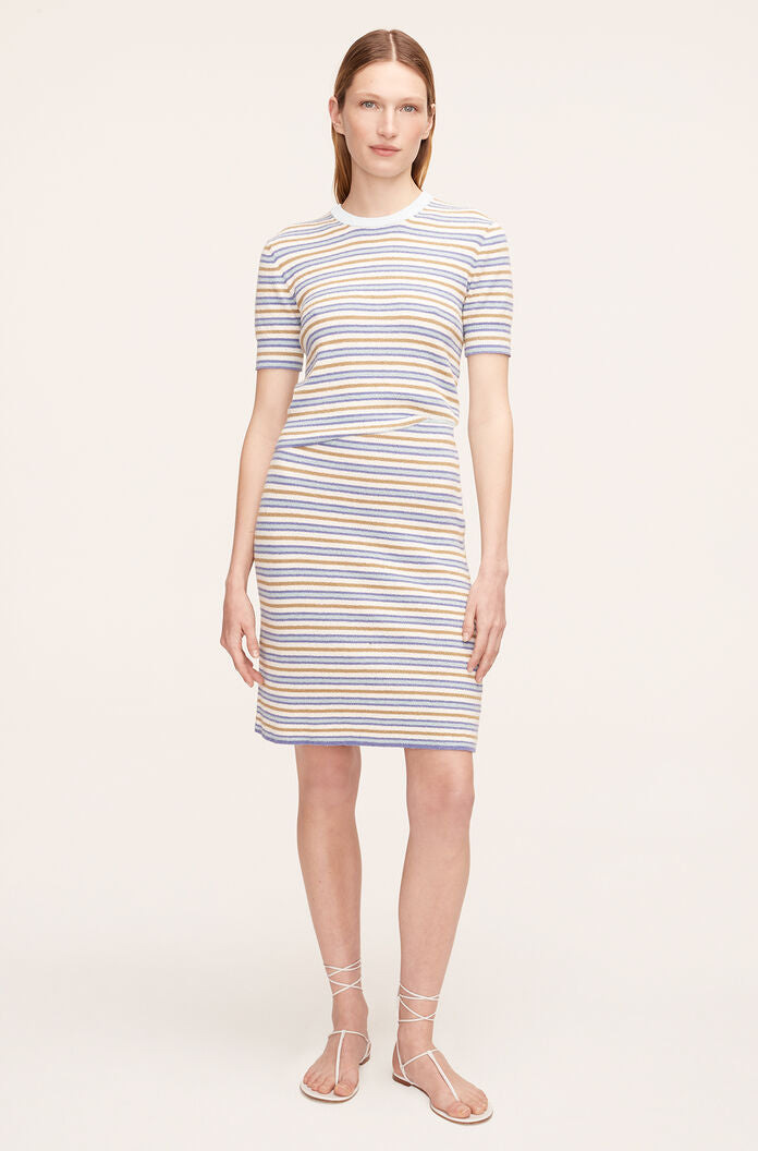 Stripe Mini Bouclé Skirt in Boucle Multi Stripe Blue Combo by Rebecca Taylor