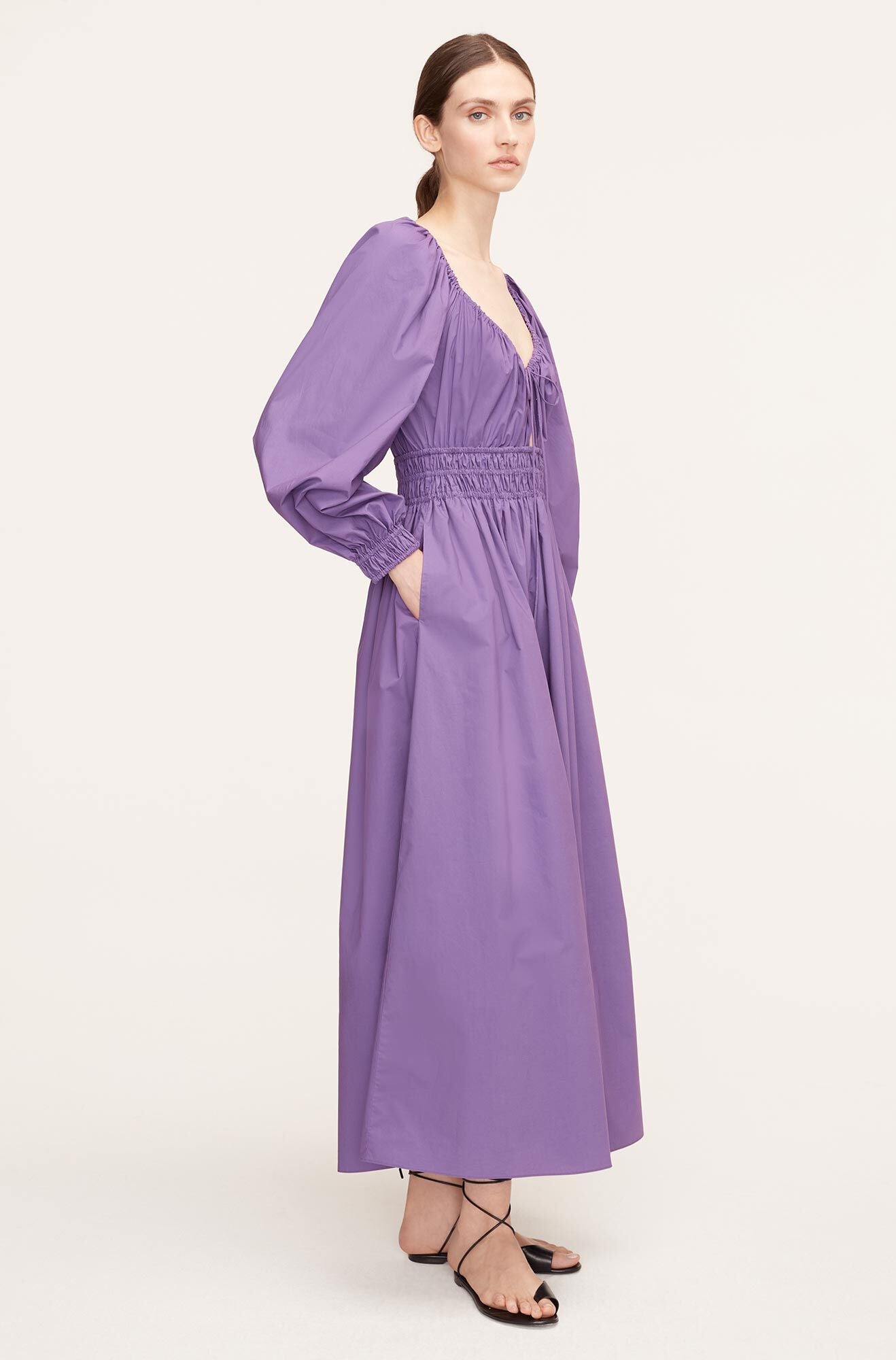 Poplin Smocked Waist Dress in Fox Glove by Rebecca Taylor