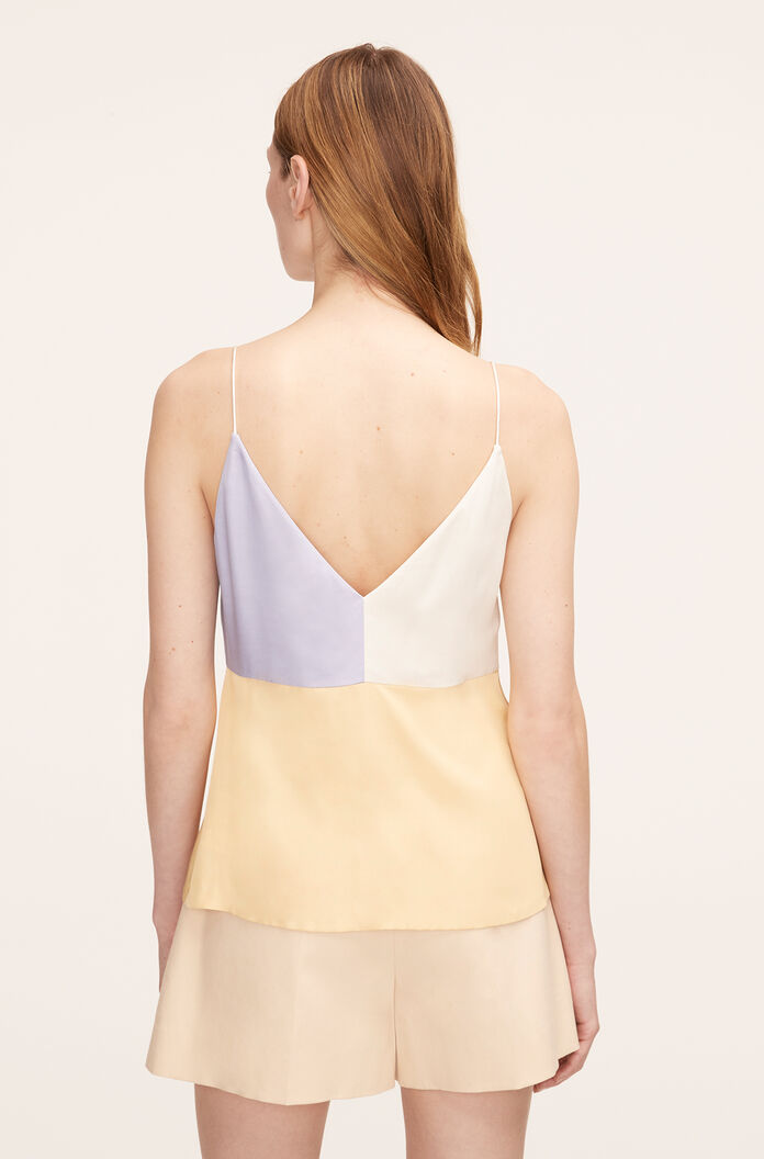 Color-Blocked Twill Camisole in Colorblock Sorbet Combo by Rebecca Taylor