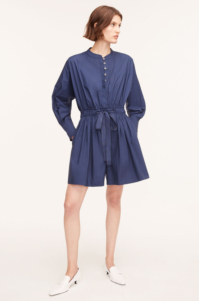 Poplin Long Sleeve Romper in Royal Blue by Rebecca Taylor