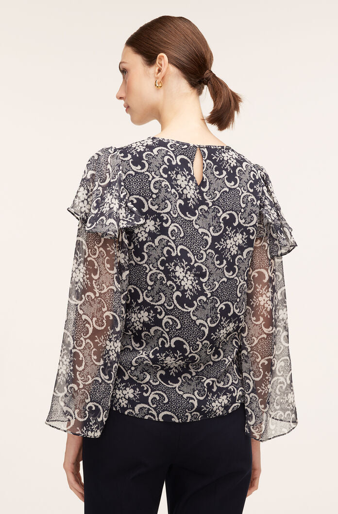 Rochelle Fleur Ruffle Silk Blouse