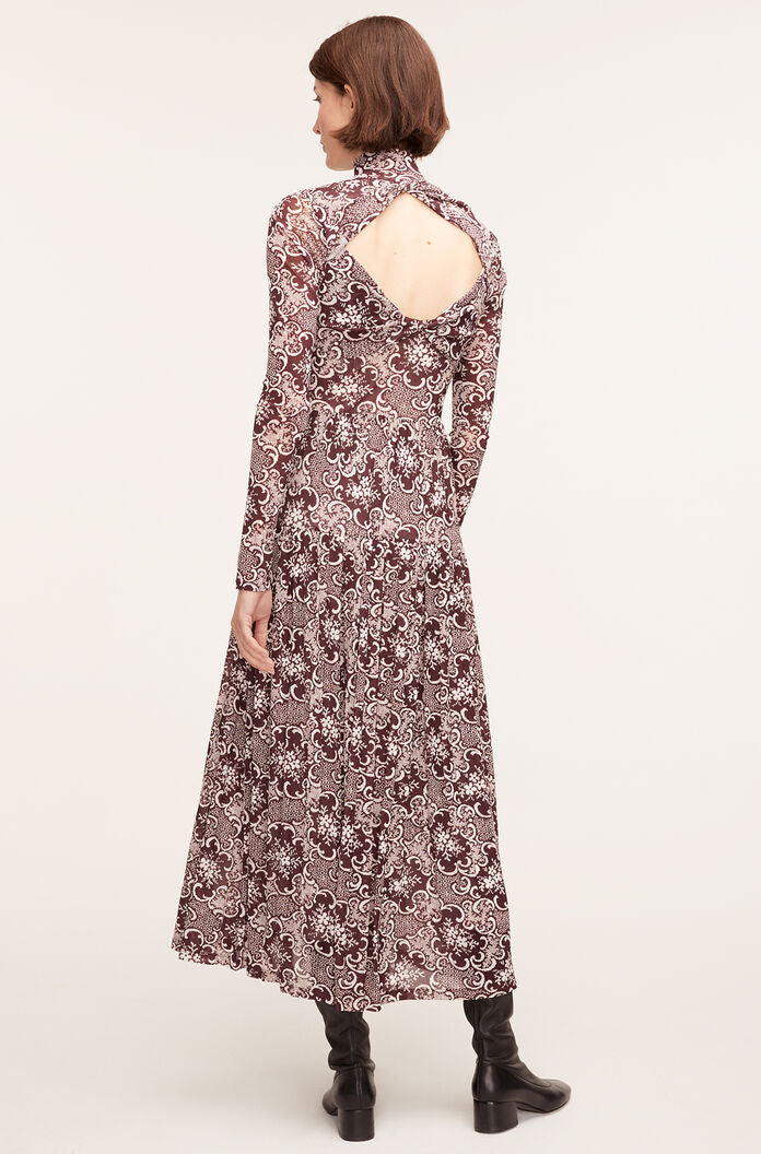 Rochelle Fleur Pleated Mock Neck Dress