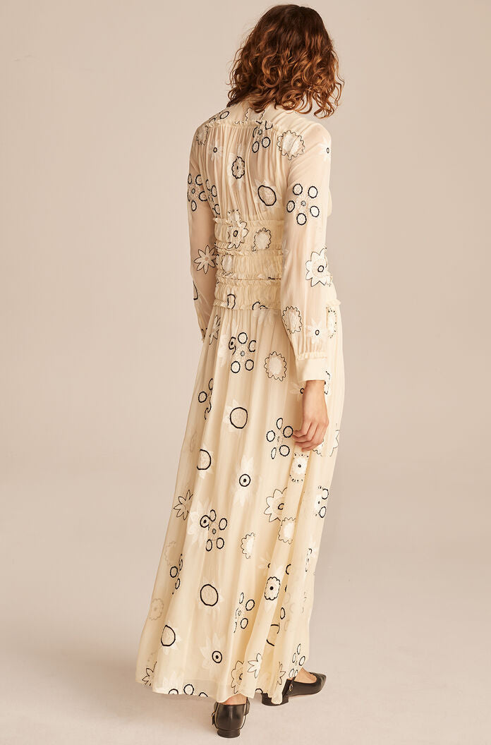 Parasol Embroidery Dress in Shell by Rebecca Taylor