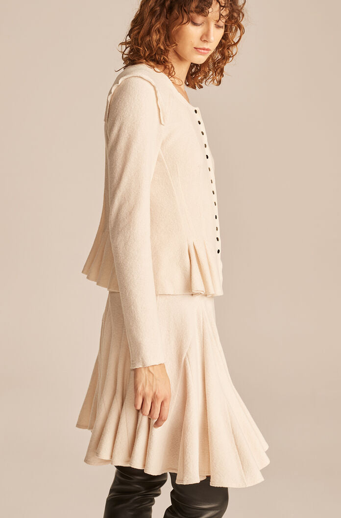 Fluted Skirt in Alabaster by Rebecca Taylor