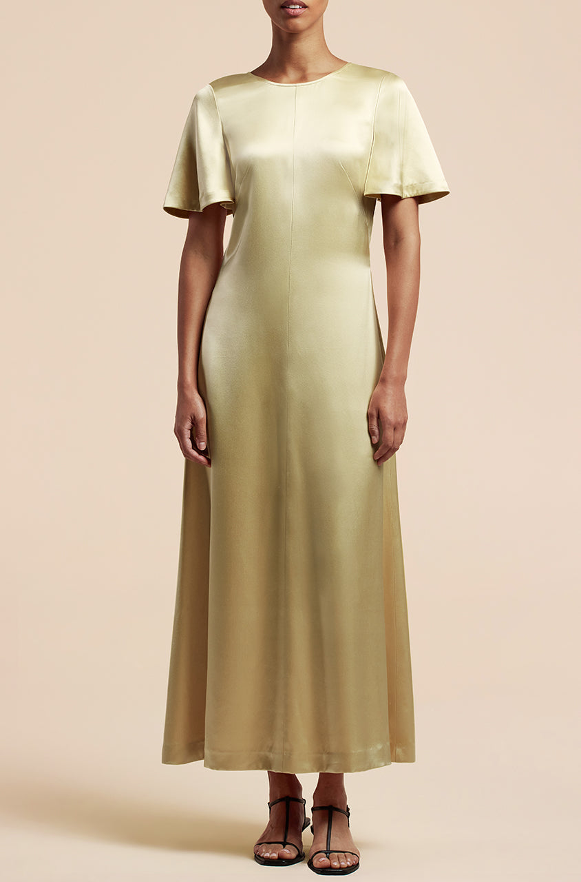 Double Face Charmeuse Dress in Champagne by Rebecca Taylor