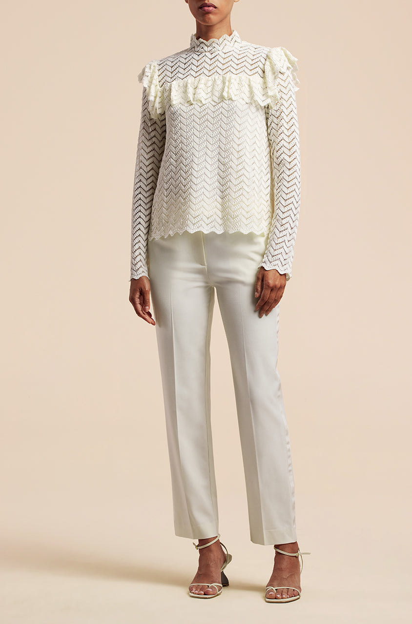 Chevron Lace Top in Gardenia by Rebecca Taylor